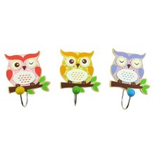 Cute wall hooks owl set of 3 coat hooks for children