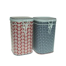Set van 2 theebussen SCANDIC, voor 250 g elk, rechthoekig, 16cm, rood blauw, Eigenart