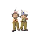 Set of 2 gnomes edge stool with felt hat | nut | cone