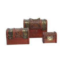 Schatzkisten Set aus Holz, 3er Set, ca. 16 x 12 x12 cm