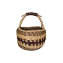 Bolga seaweed shopping basket woven approx 35 cm leatherette handle brown pattern