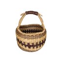 Bolga seaweed shopping basket woven approx 35 cm leatherette handle brown pattern