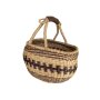 Bolga seaweed shopping basket woven approx 35 cm leatherette handle brown pattern