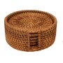 Glasuntersetzer Rattan für Getränke, 6 Stück mit Halter rund