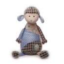 Knuffel schaap blauw zittend pluche knuffel ca. 24 cm
