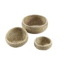 Set van 3 decoratieve schalen Rond Zeegras Wit 16-24 cm