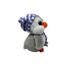Pingouin en peluche avec bonnet et écharpe bleu