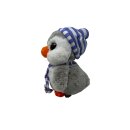 Pingouin en peluche avec bonnet et écharpe bleu