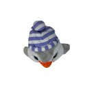 Pingouin en peluche avec bonnet et écharpe bleu