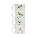 Cup mug with garden birds set of 4