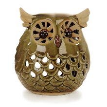 Ceramic lantern owl, 14 cm green