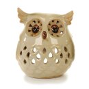 Keramisk lanterne ugle, 10 cm beige