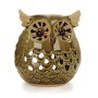 Windlicht Eule aus Keramik, 10 cm grün