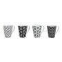 Becher 4er Set Retro Schwarz  Porzellan 250 ML