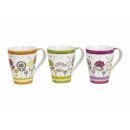 Set of 3 cups with colorful floral decor about 300 ML