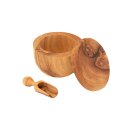 Olive wood salt pot salt container about 9 CM diameter