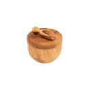 Olive wood salt pot salt container about 9 CM diameter