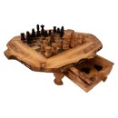 Schaakbord Olijfhouten schaakset handgesneden ca. 36 x 36 CM