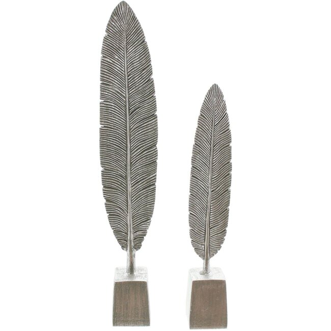 Plume décorative "Silver", lot de 2, 34 cm