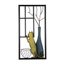 Wandrelief Wandbild Dekoration eine Katze am Fenster 80cm