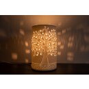Tischlampe Leuchte Lebensbaum weiß aus Porzellan 28 cm