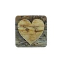 Coaster heart wood, set of 6