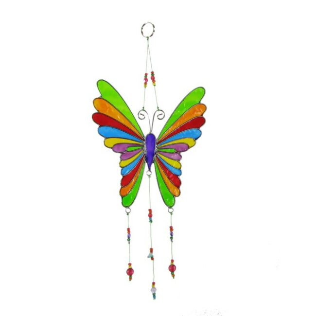 Solfanger sommerfugl, polyresin, farverig, ca. 14 cm