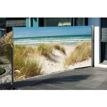 Seitenmarkise Vertikalmarkise Windschutz Sichtschutz Seitenjalousie ausziehbar 160 x 300 cm "Ostsee" Auszug Rechts