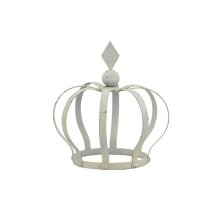 Metal crown garden decoration white 19 x 21 cm