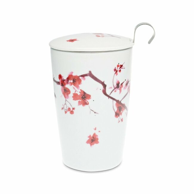 TEAEVE® Tea cup with strainer and lid, Cherry Blossom
