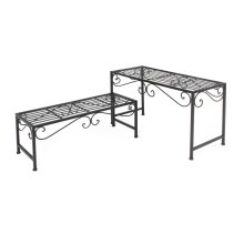 Banc rustique "Ranken", set de 2 pièces en métal