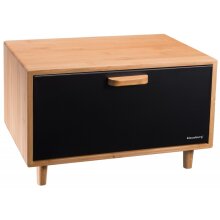 Brotkasten schwarz Holz und Edelstahl