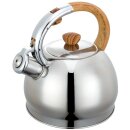 Flute kettle silver stainless steel 2 liters handle with...