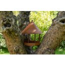 Bird house feeder to hang metal rust optics 24 x 32 cm