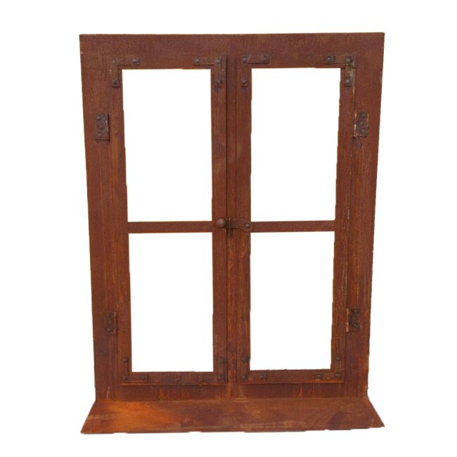 Decorative metal window frame, in rust look, approx. 80 x 60 cm