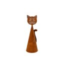 Zaunhocker Pfostenhocker Katze aus Metall Rostoptik 33 cm
