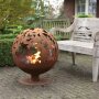 Boule de feu, coupe de feu, découpée au laser, feuilles rouille