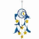 Attrape-rêves ornement plumes bleu jaune 12 cm