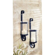 Wandkerzenhalter Metall Schwarz im 2er Set 39 cm
