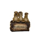 Panneau de bienvenue suricate sur tronc darbre 22 cm