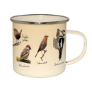 Enamel mug birds, ca.10 L x 12 W x 9.3 H cm