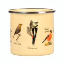 Enamel mug birds, ca.10 L x 12 W x 9.3 H cm