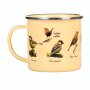 Enamel mug birds, ca.10 L x 12 W x 9.3 H cm