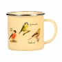 Enamel mug birds, ca.10 L x 12 W x 9.3 H cm