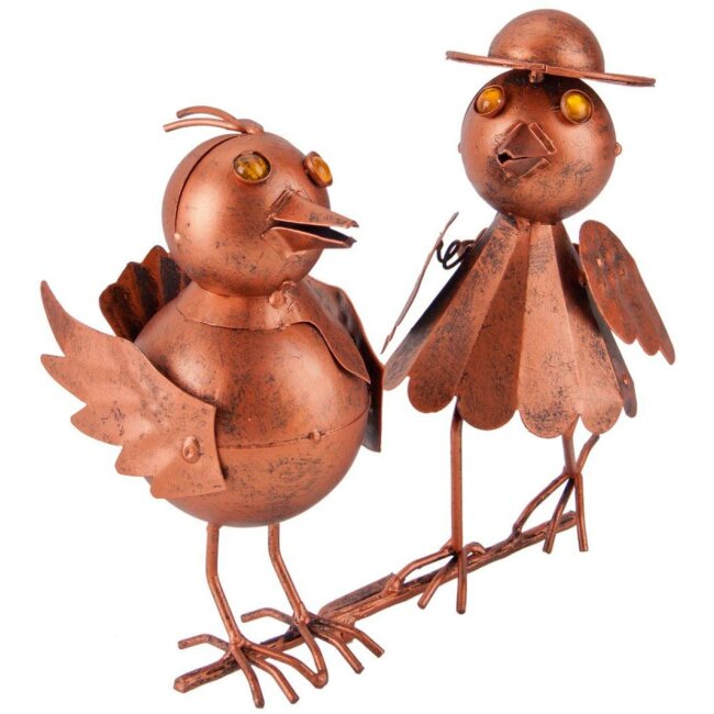 Dachrinnen Figur Vogelpaar kupferfarben 40 cm