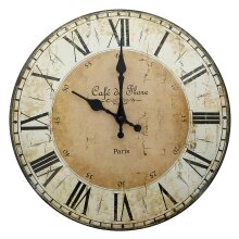 Wandklok "Café de Flore" Shabby Look Romeinse cijfers Ø 34 cm