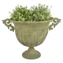 Aged Metal Green Vase oval L, plant vase