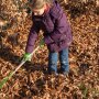 Children rake green