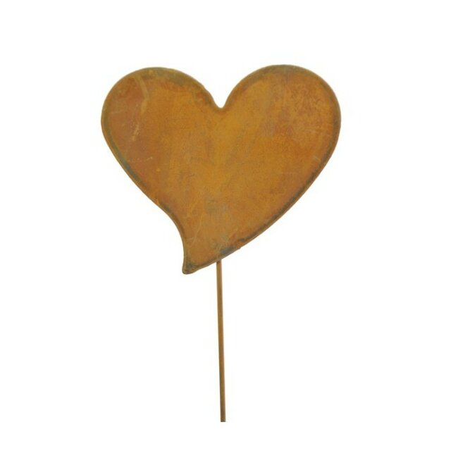 Gartenstecker Herz aus Metall - rost, ca. 60 cm