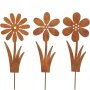 Metal flower pick mini, set of 3, about 23 cm high